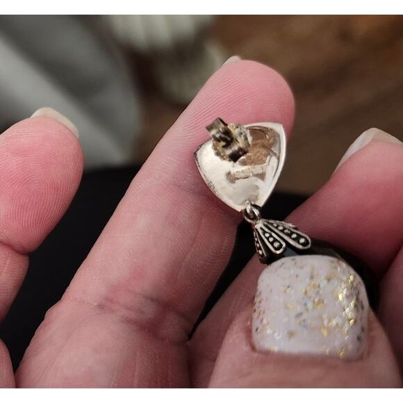 New Box Set Black Onyx 925 J&T Earring and Charm Pendant Silver Tear Drop - Picture 10 of 12